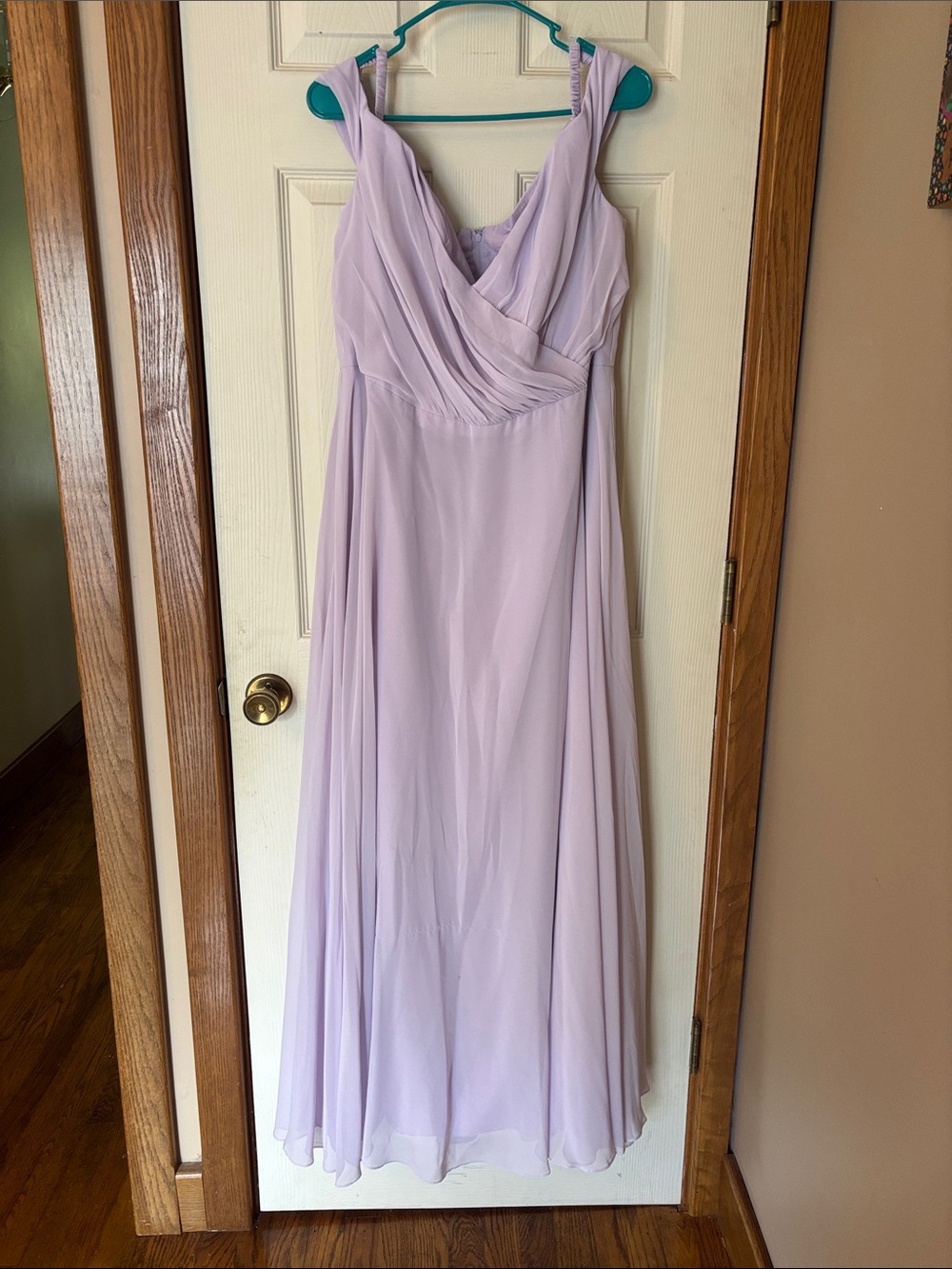 David's Bridal Lavender Chiffon Maxi Dress Size 16